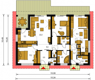 Image miroir | Plan de sol du rez-de-chaussée - TANDEM 1